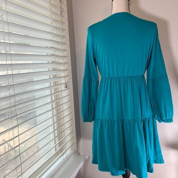 Mystry Zone Vneck Tshirt Dress Solid Color - Turquoise Blue - Picture 5 of 5